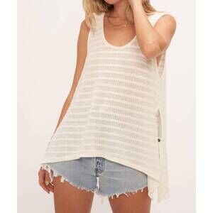 NEW PROJECT SOCIAL T runaway sweater stripe washed tank in oat and maple